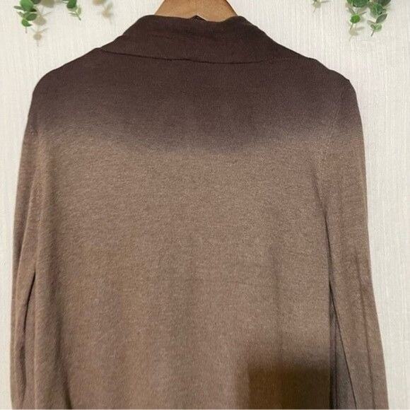 Loft · Large · Open Front Cardigan · Ombre Asymmetrical Knit Sweater · Brown - Picture 7 of 9
